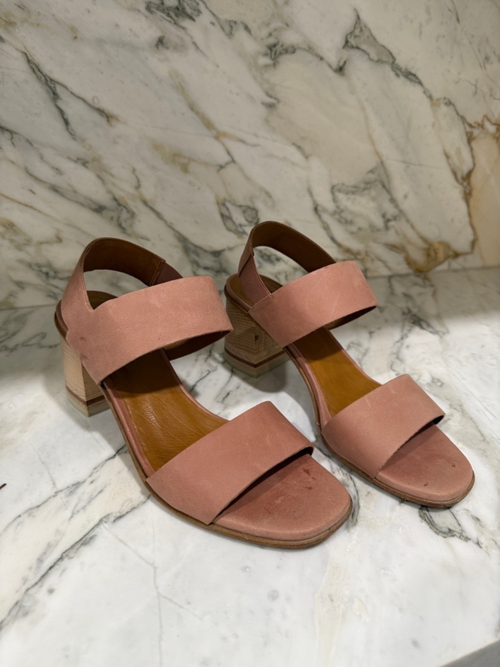 COCLICO Rose Suede Block Heel Sandals